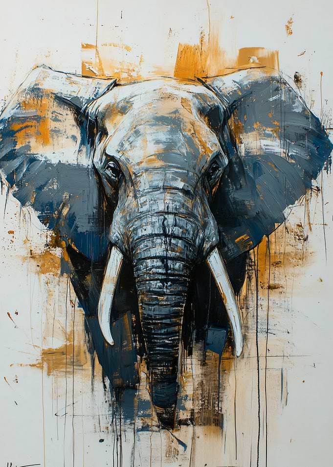Abstract Elephant Portrait Painting