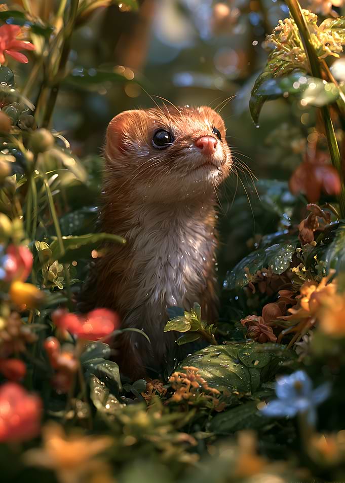 Cute Weasel in a Garden