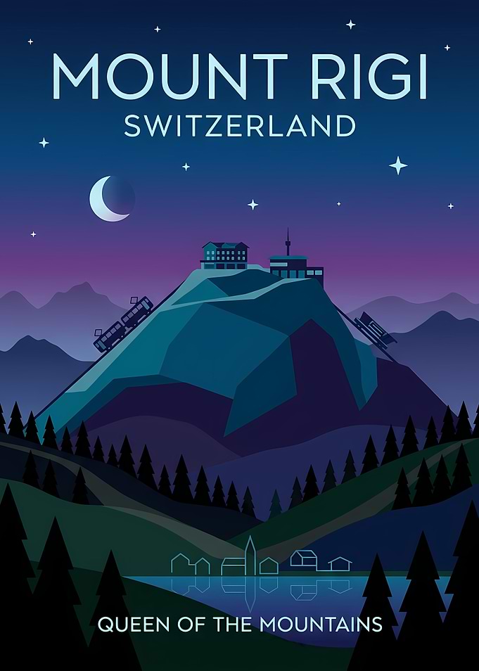 Mount Rigi Switzerland Travel Poster
