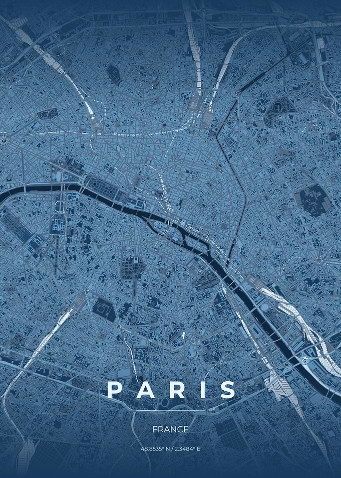 Paris France City Map Poster