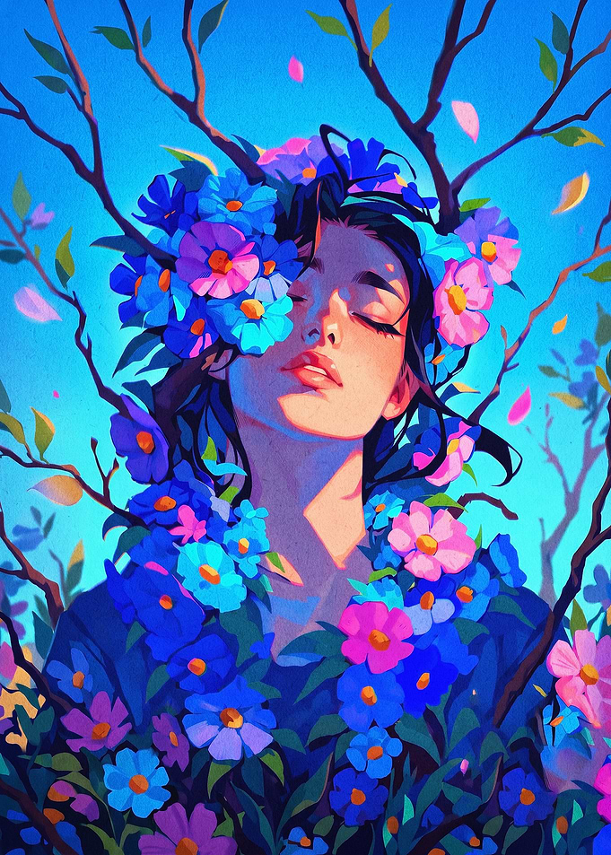 Floral Woman Surreal Fantasy Poster