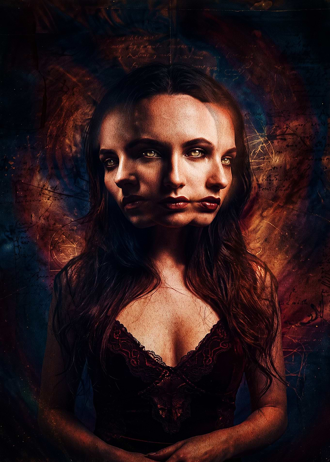 Surreal Triple-Faced Woman Portrait