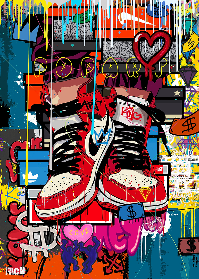 Vibrant Streetwear Sneaker Pop Art