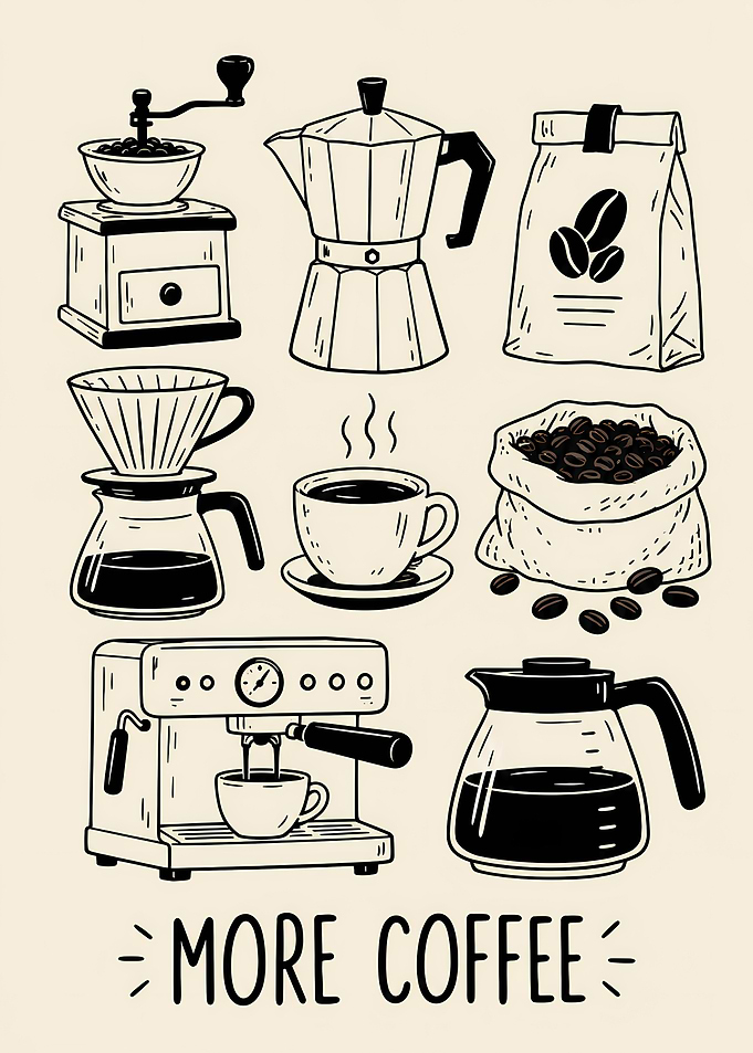 Hand-Drawn Coffee Equipment Collection
