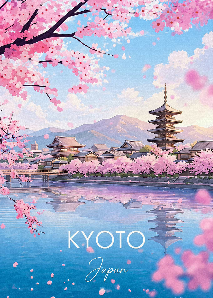 Kyoto Japan Cherry Blossom Travel Poster