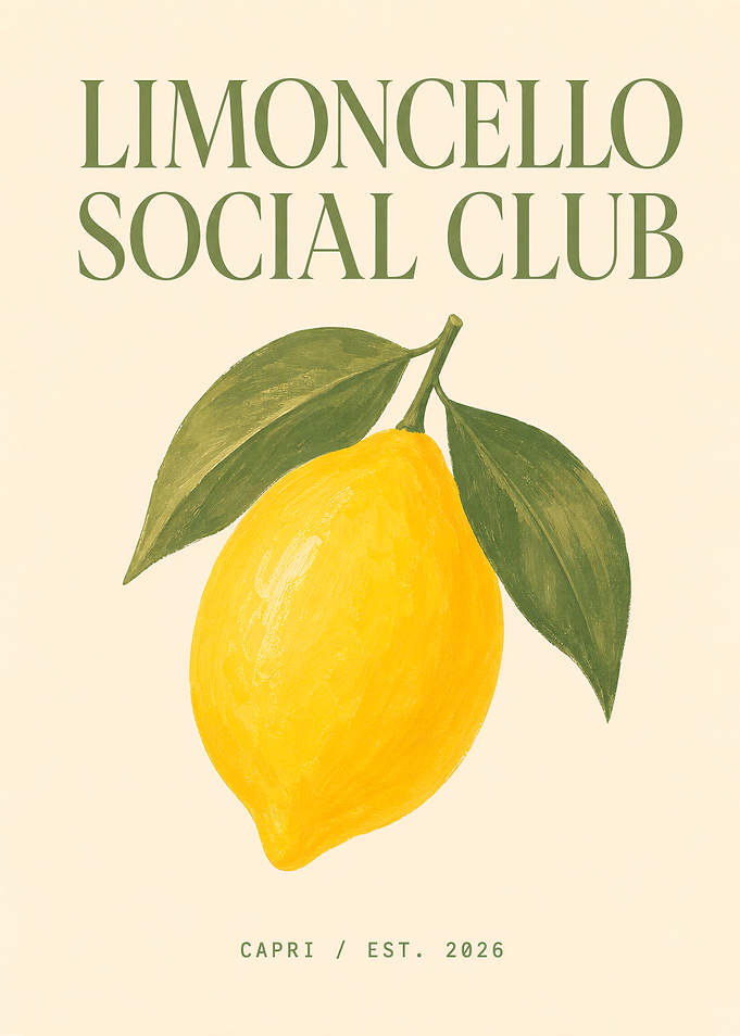 Limoncello Social Club Lemon Art Print