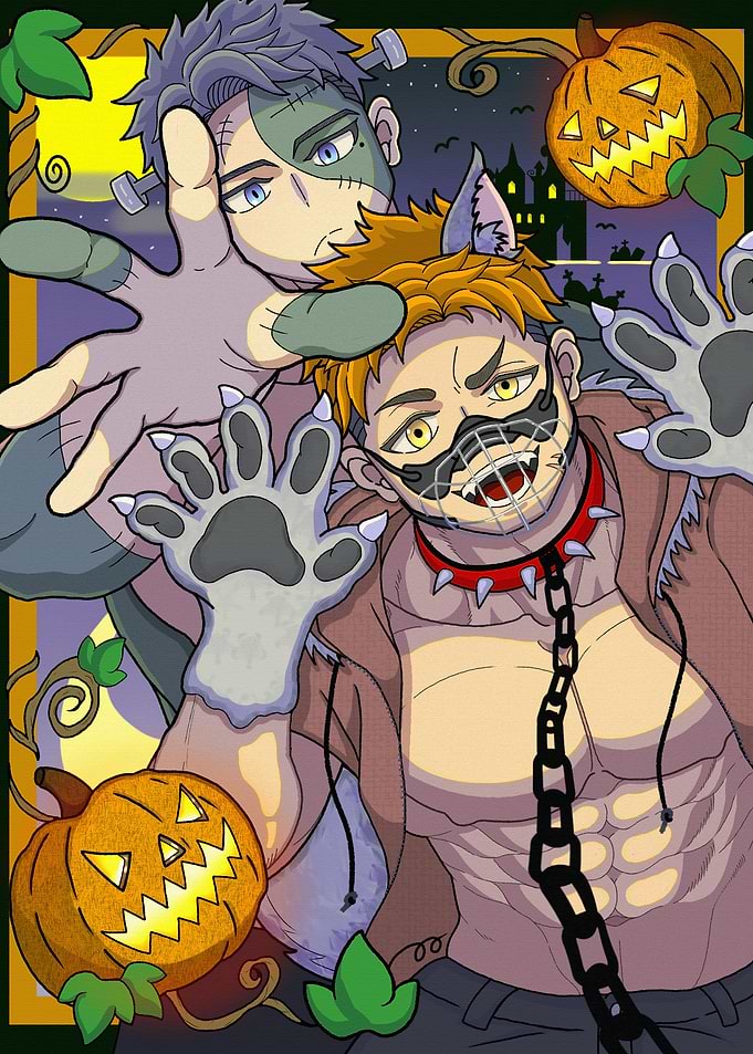 Anime Halloween Characters Illustration