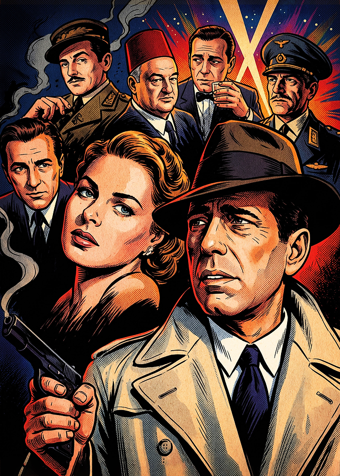 Classic Noir Film Ensemble Illustration