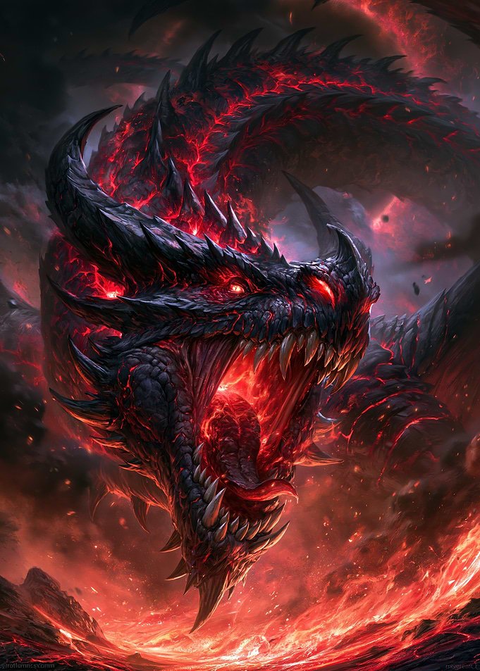 Fierce Lava Dragon Roaring