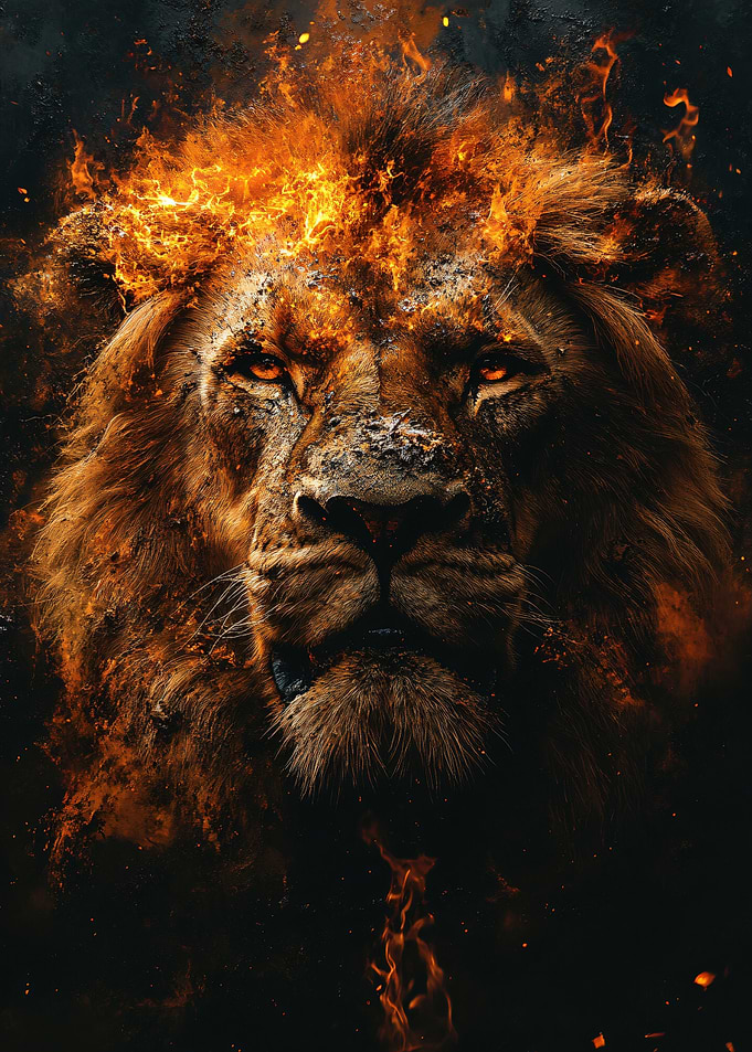 Fiery Lion Portrait
