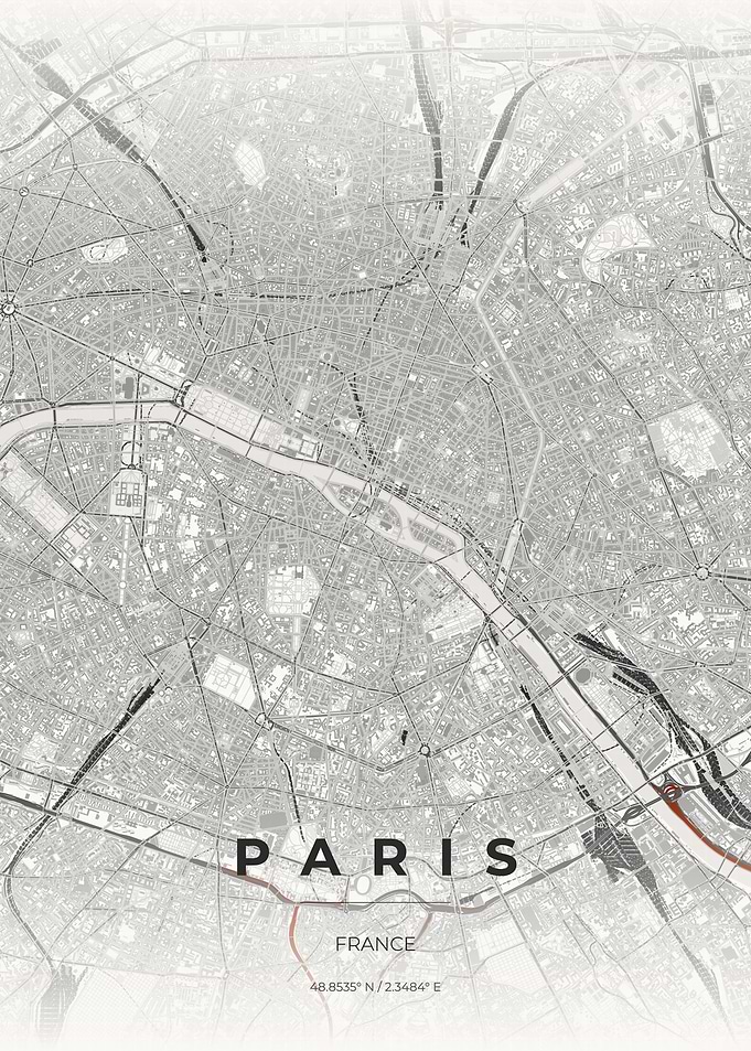 Map of Paris France Poster