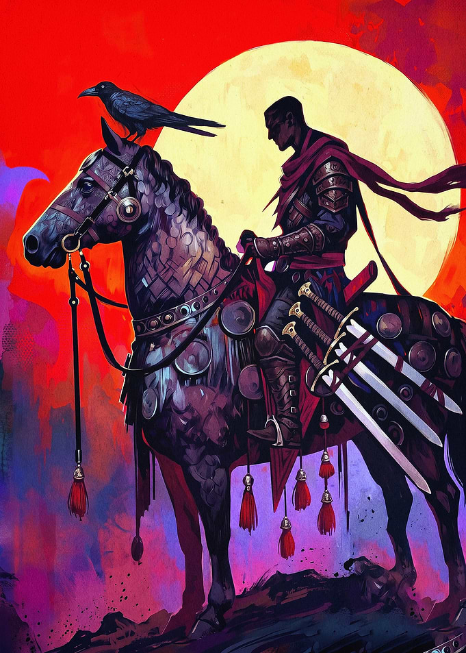 Knight Horse Crow Epic Fantasy Art