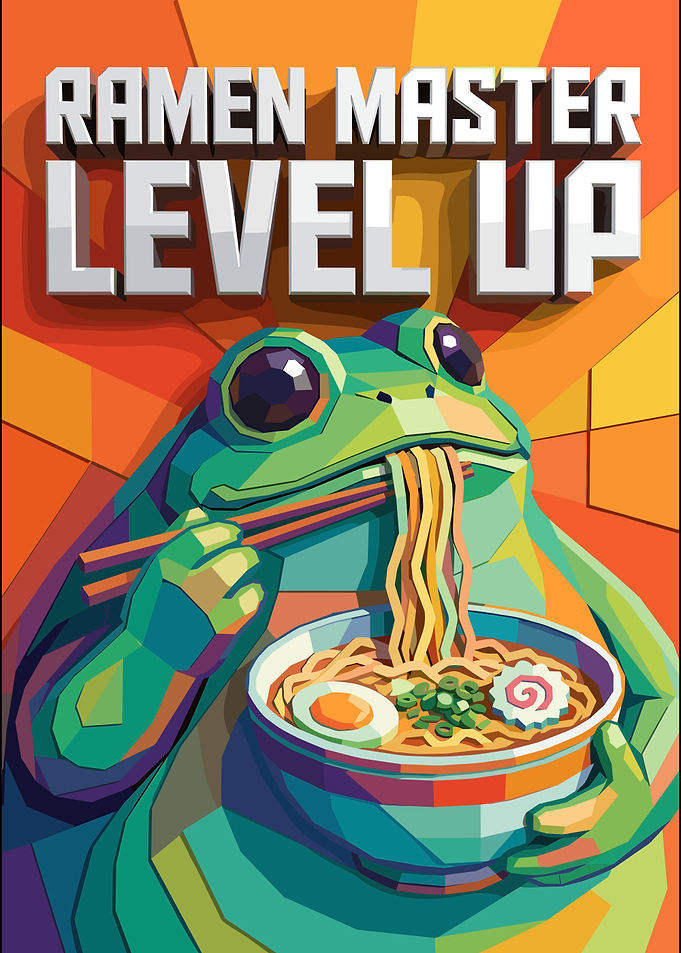 Ramen Master Level Up Frog Poster