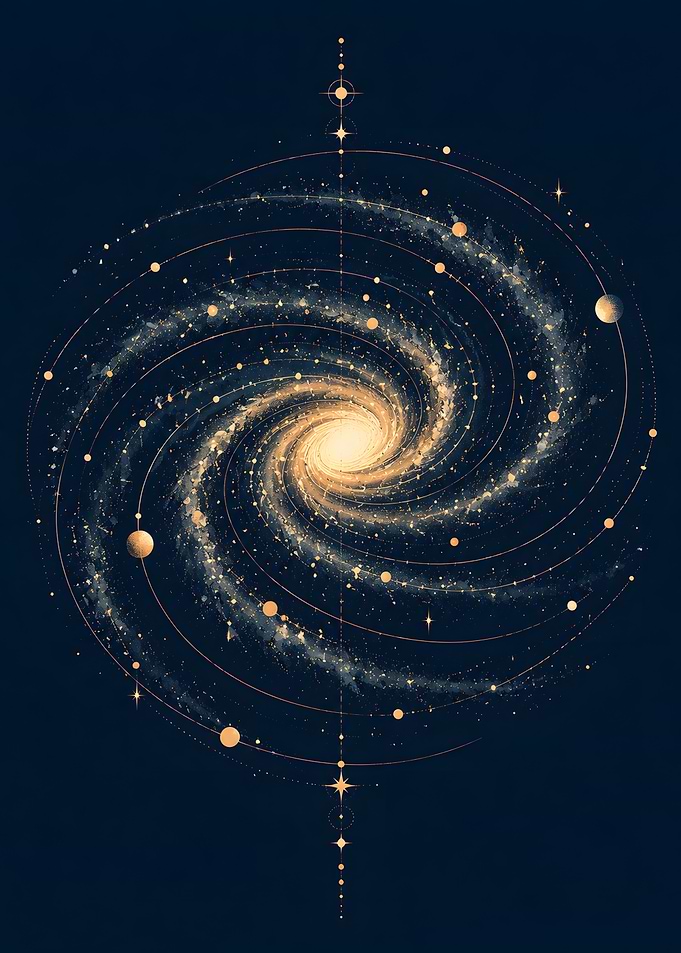Golden Spiral Galaxy Nebula Art