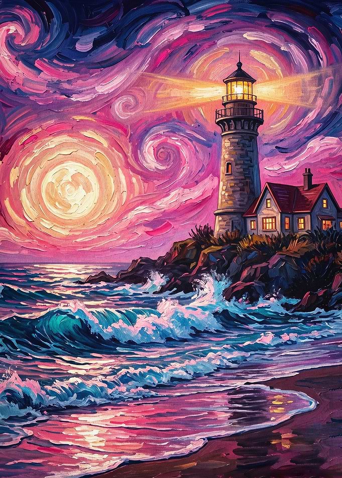 Van Gogh Lighthouse Ocean Art Poste