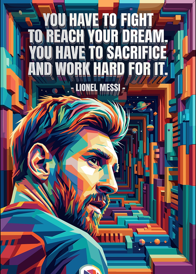 Lionel Messi Inspirational Pop Art Poster