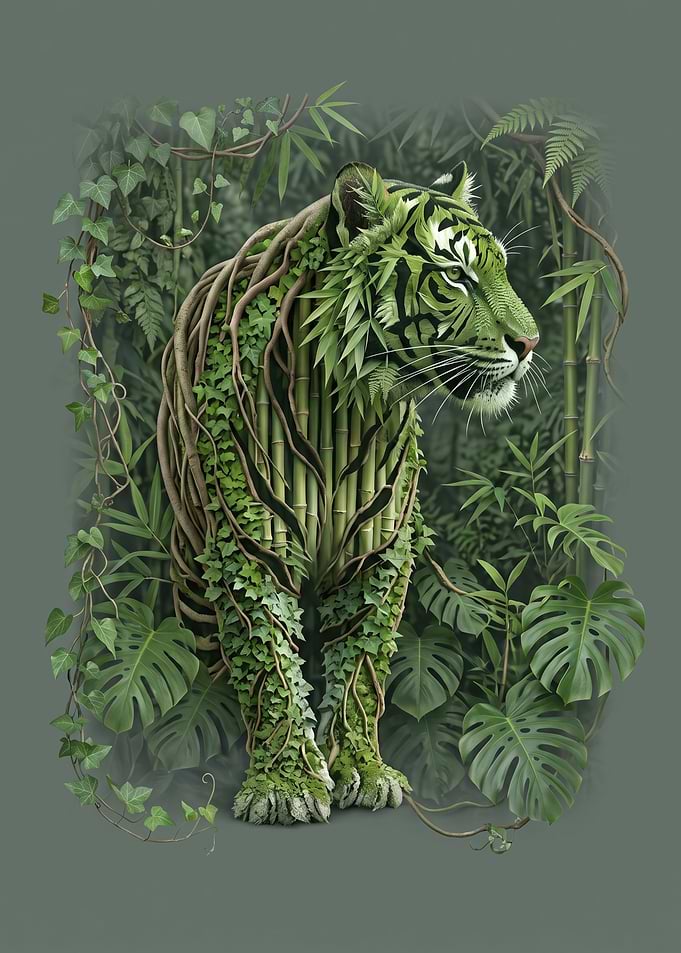 Botanical Tiger Made of Plants