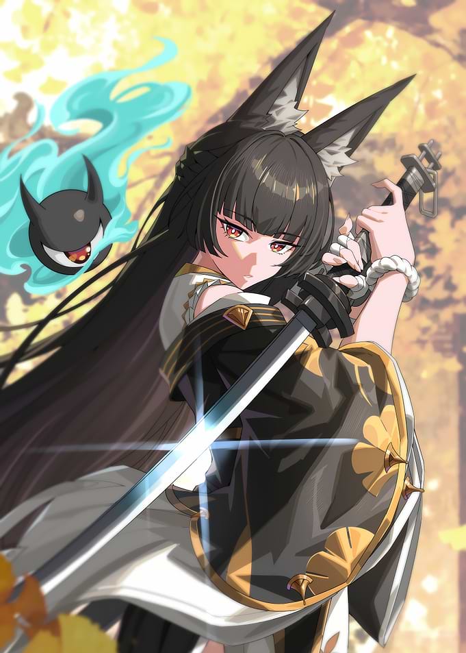 Anime Fox Girl Warrior with Katana