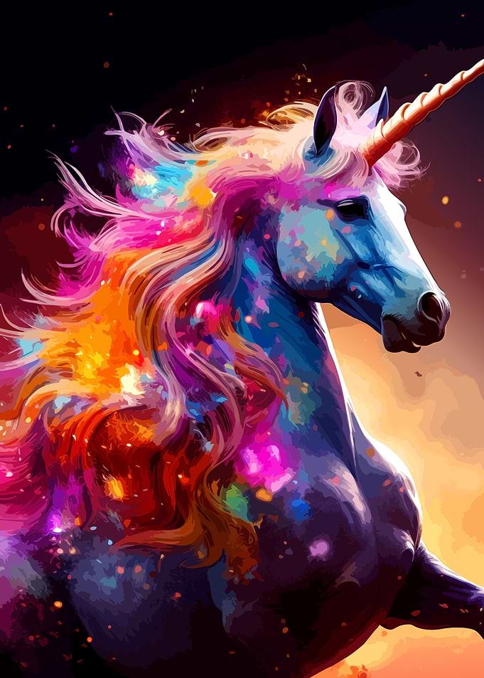 Vibrant Rainbow Unicorn Digital Art