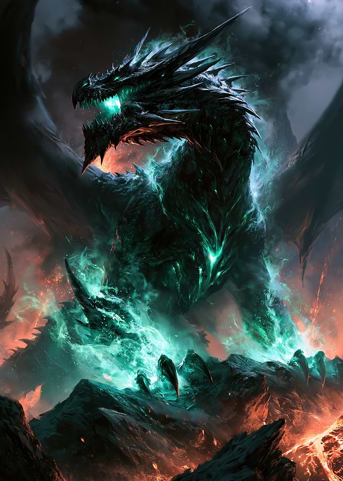 Ethereal Green Fire Dragon