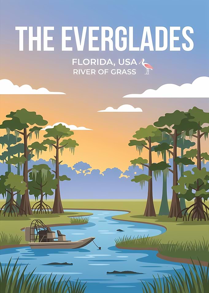 The Everglades Florida Travel Poster