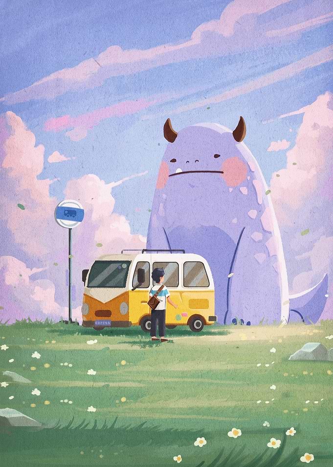 Giant Monster Retro Journey Art