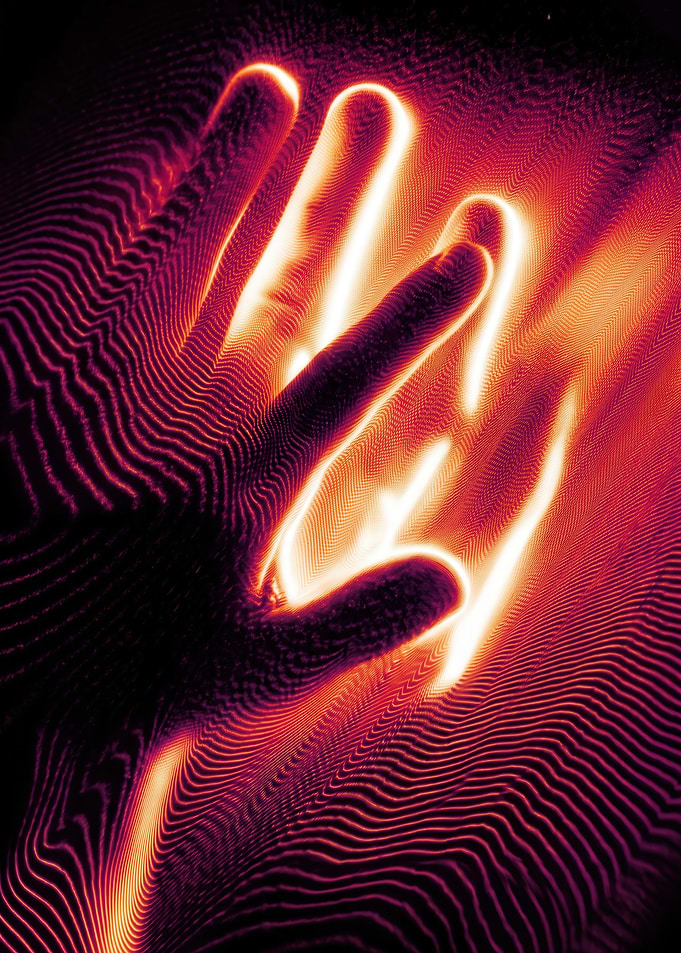 Abstract Glowing Hand Digital Art