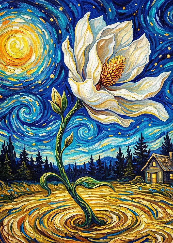 Starry Night Floral Van Gogh Art