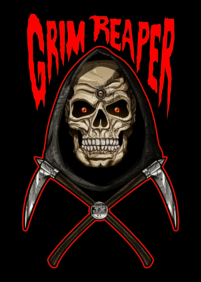 Grim Reaper Skull with Scythes