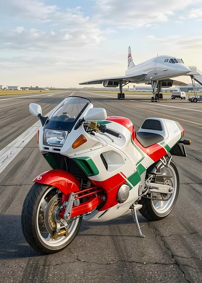 Bimota Tesi 1D Motorcycle on Runway