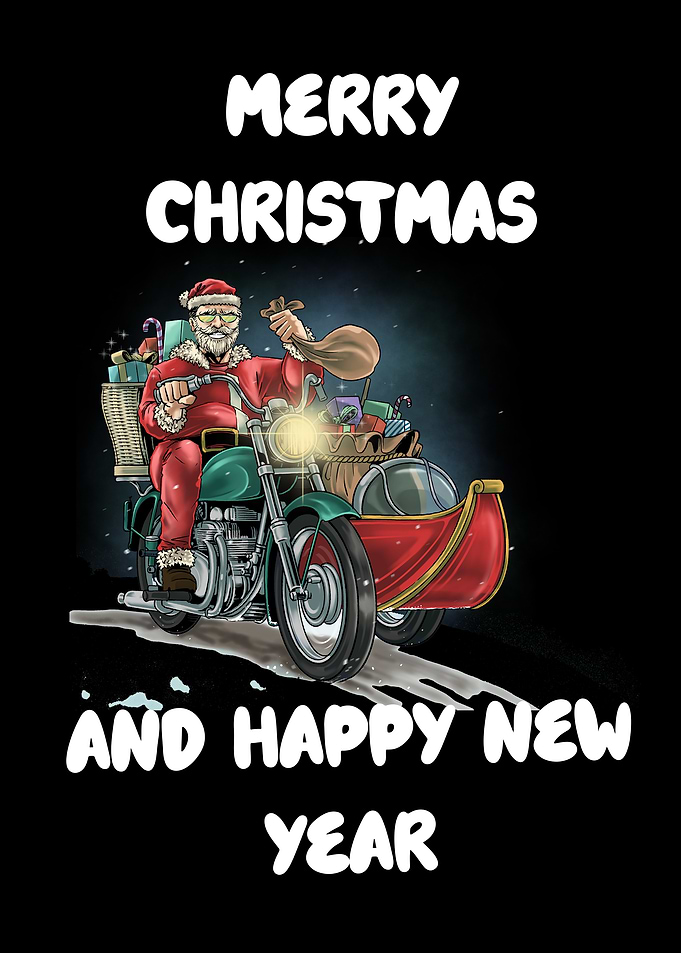 Biker Santa Christmas Greeting