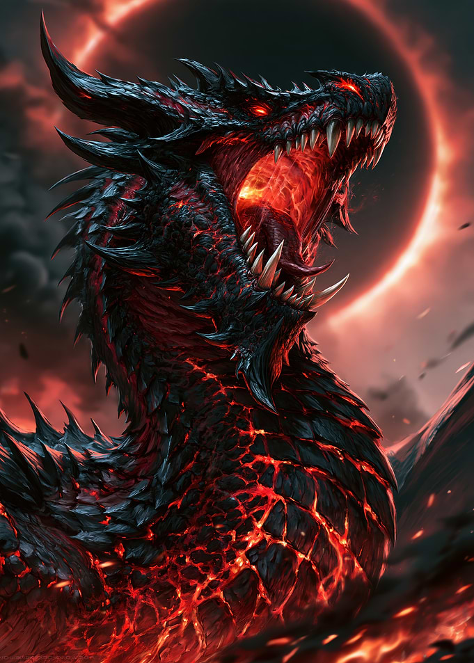 Fierce Black Lava Dragon