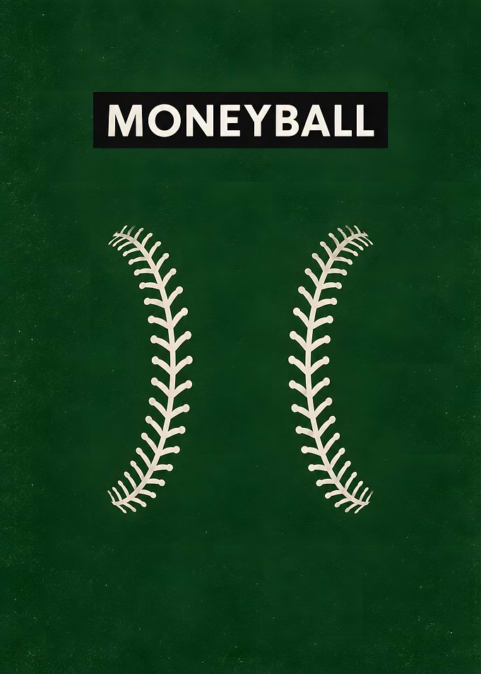Moneyball Green Baseball Seams Art