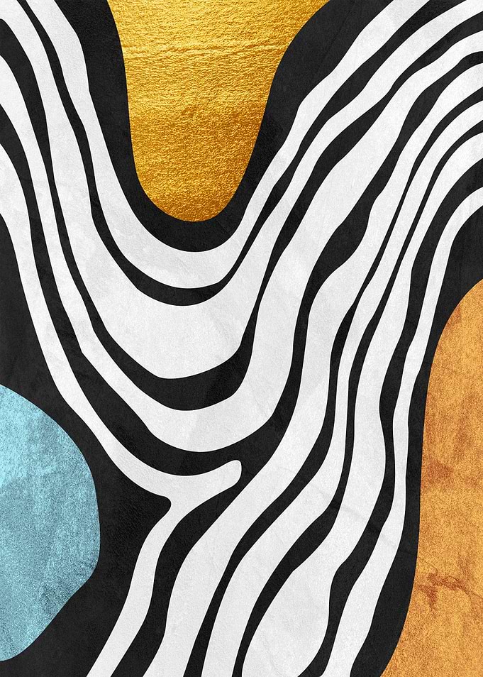 Abstract Gold and Monochrome Waves