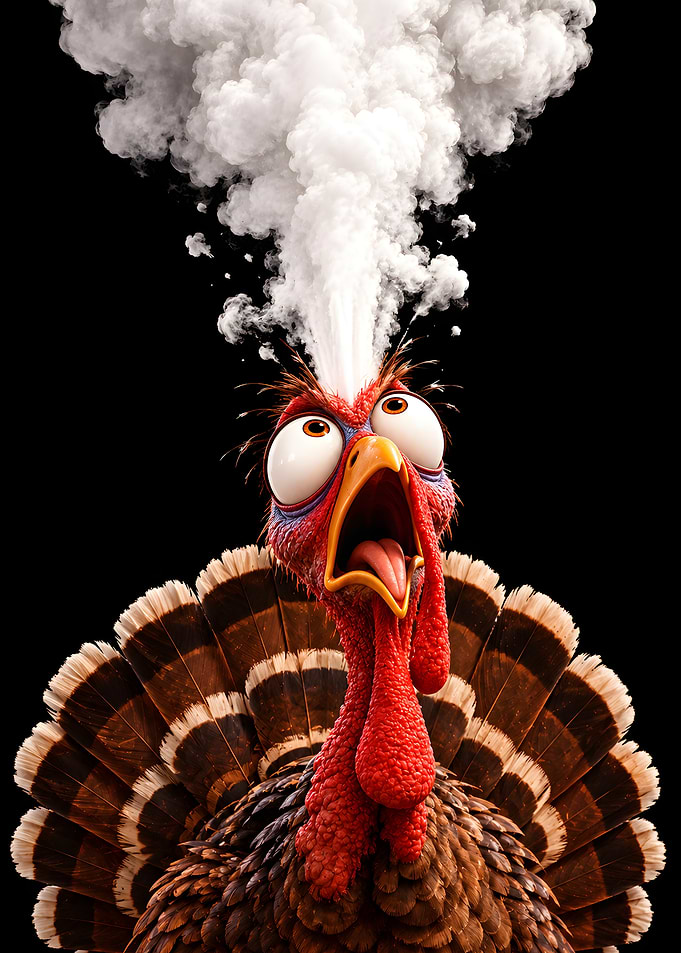 Funny Cartoon Turkey With Steam
