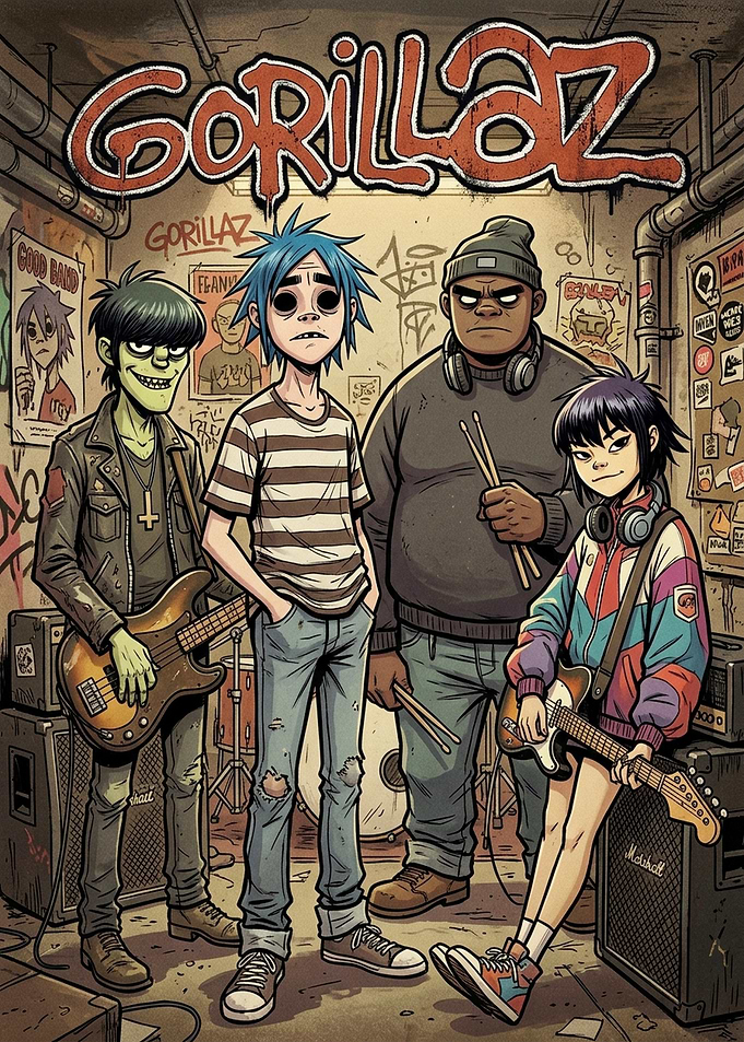 Gorillaz Band Members Illustration