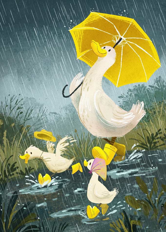 Duck Umbrella Rain Cute Art