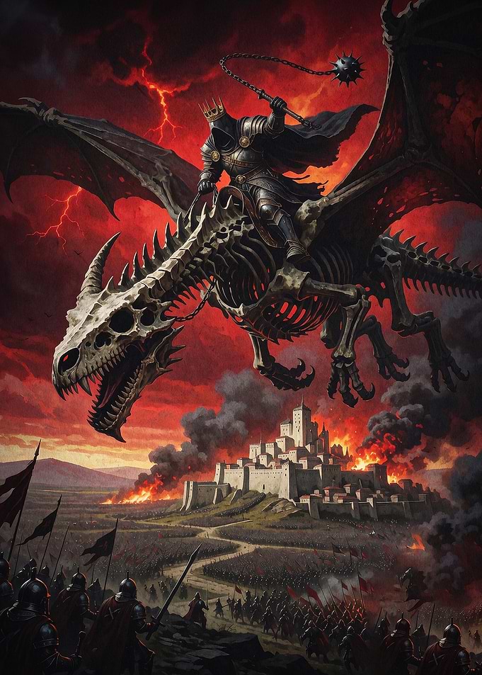 Skeleton Dragon Dark Fantasy Poster