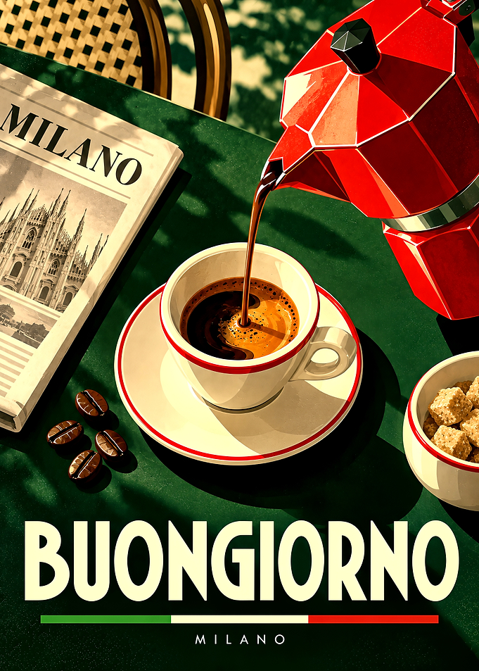 Buongiorno Milano Coffee Poster