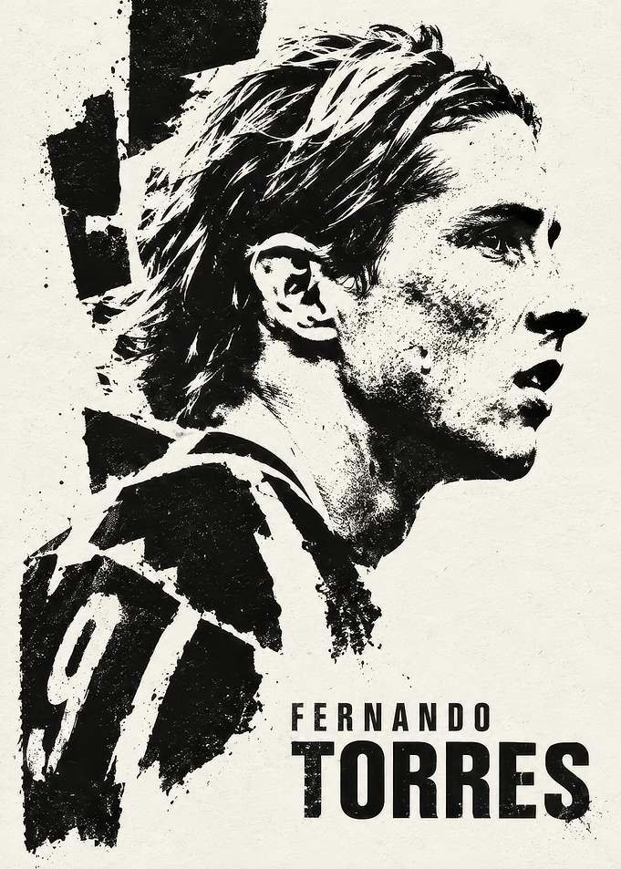 Fernando Torres Grunge Portrait Poster