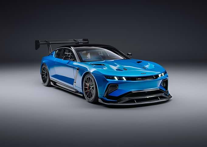 Blue Sports Car with Rear Wing