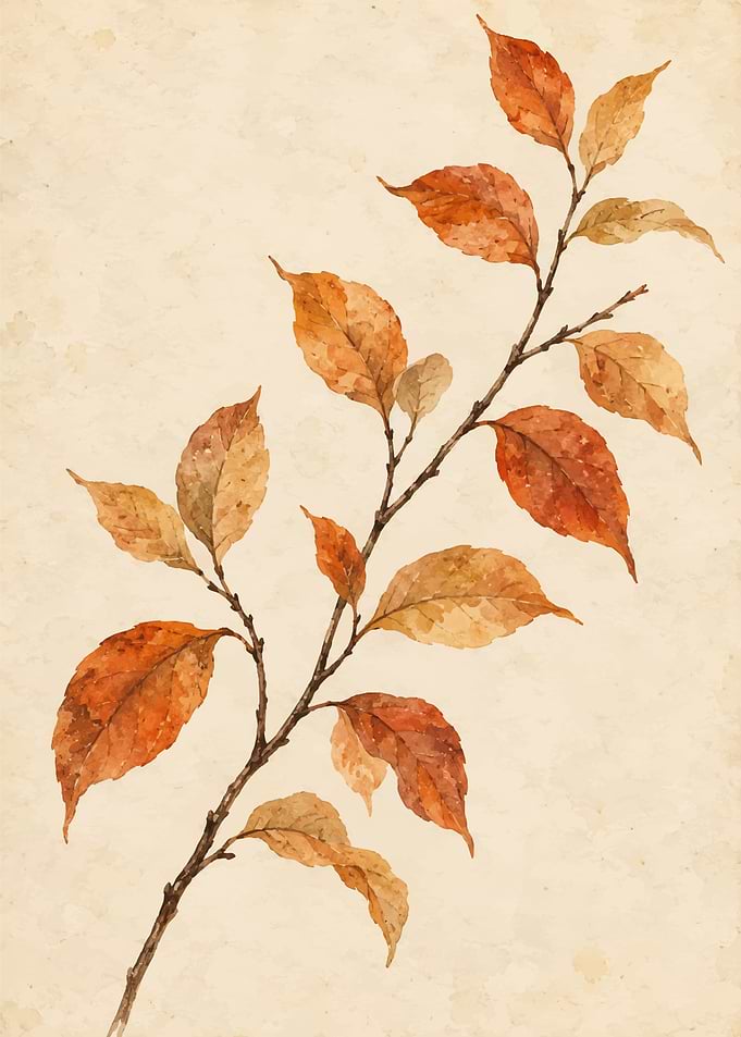 Watercolor Autumn Branch Illustration