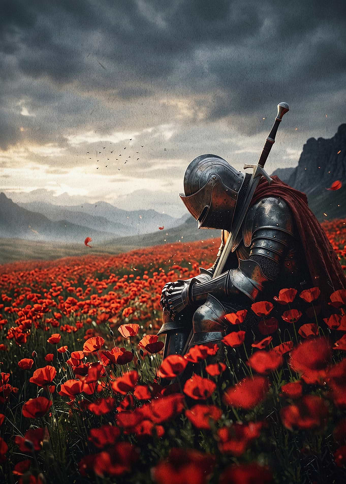 Knight Poppy Field Fantasy Art