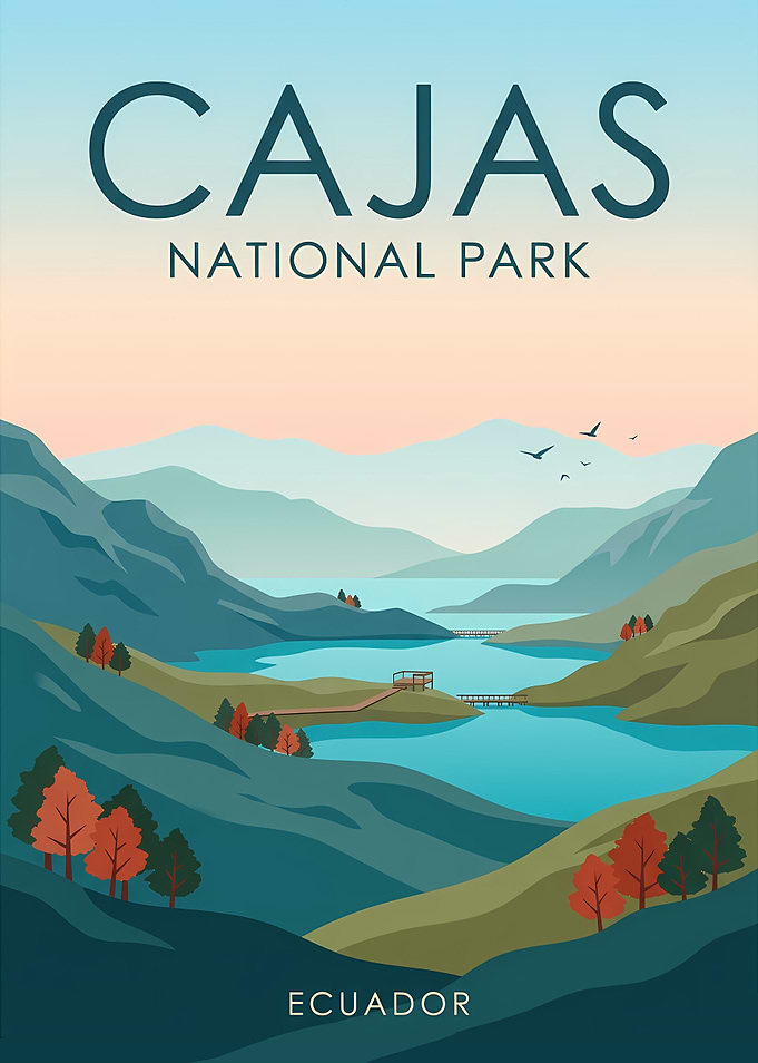 Cajas National Park Ecuador Travel Poster