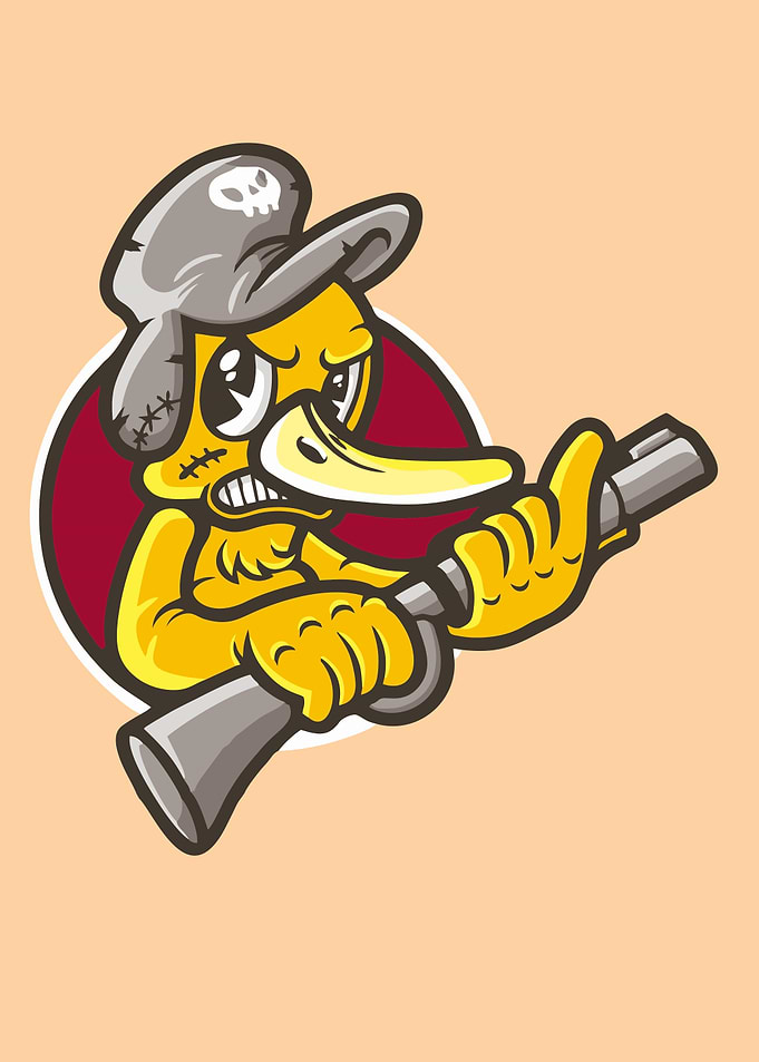 Angry Cartoon Duck with Shotgun