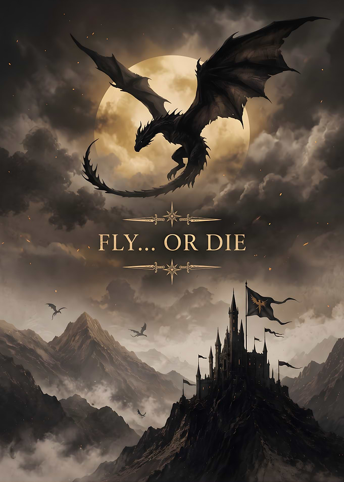 Fourth Wing Fly or Die Dragon Castle Poster