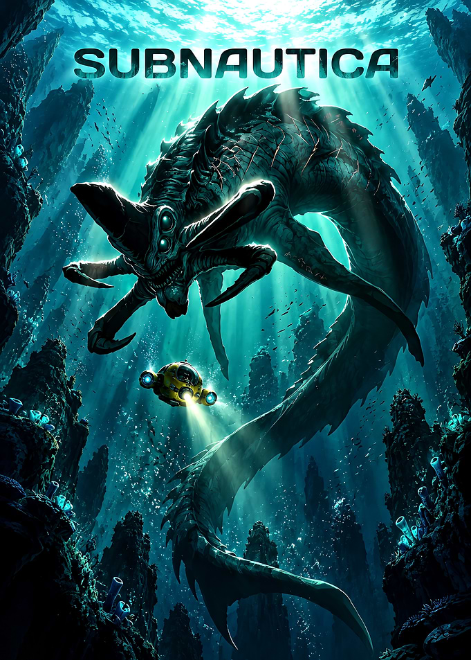 Subnautica Reaper Leviathan and Seamoth