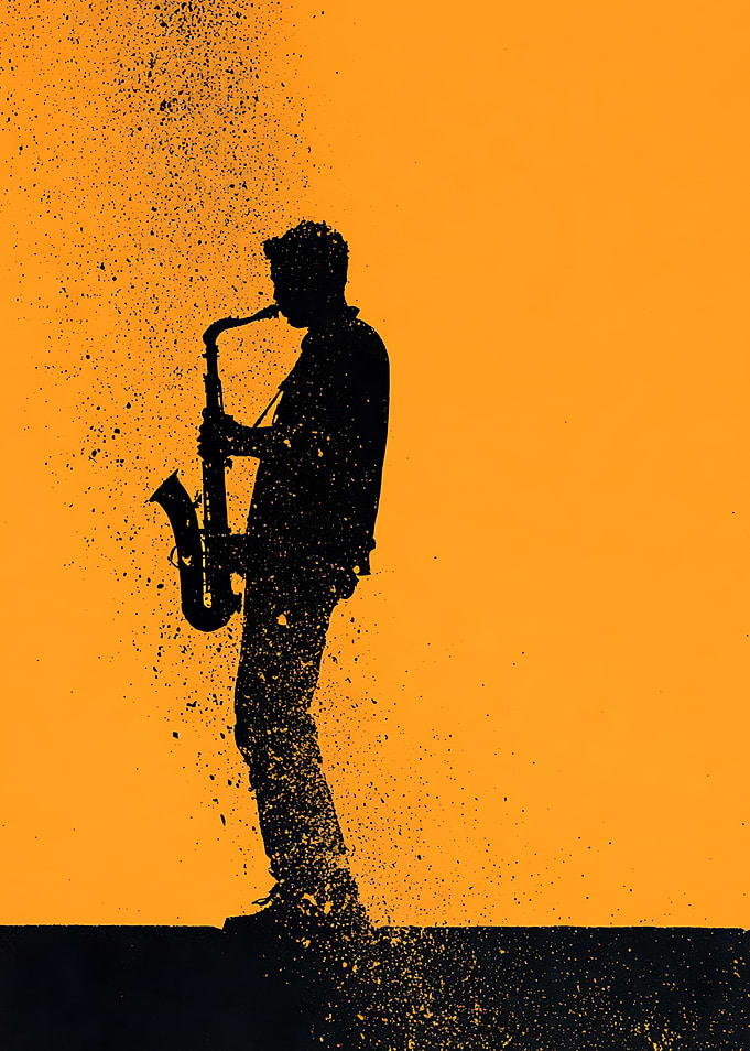 Saxophone Player Silhouette Art