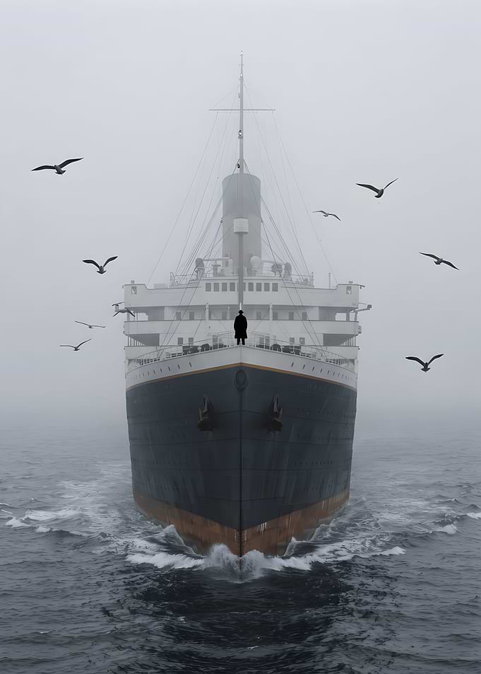 Lone Figure on Ocean Liner