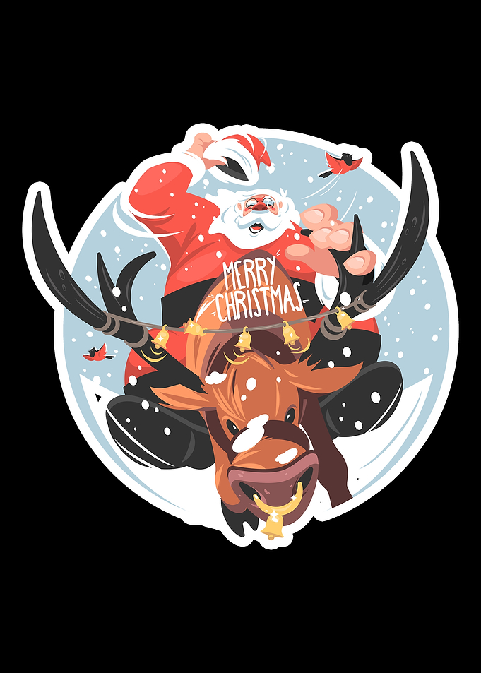 Santa Riding Reindeer Christmas